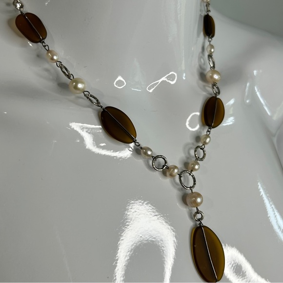 Hand Made Freshwater Pearls and Sea Glass Necklace - Picture 3 of 7